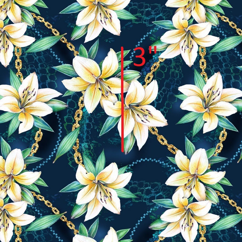 Navy Lilly Floral - Woven Fabric