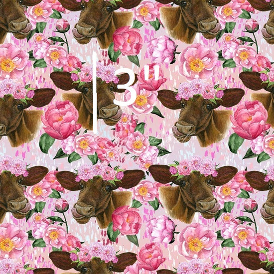 Pink Floral Cow -  Knit 220 Fabric