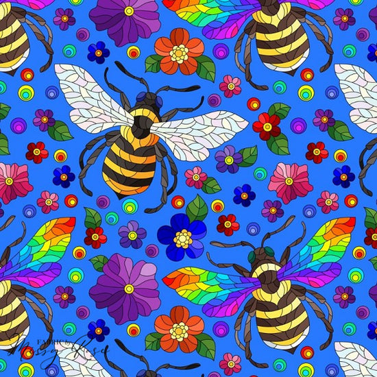 Load image into Gallery viewer, Blue Bee Floral - Woven Fabric
