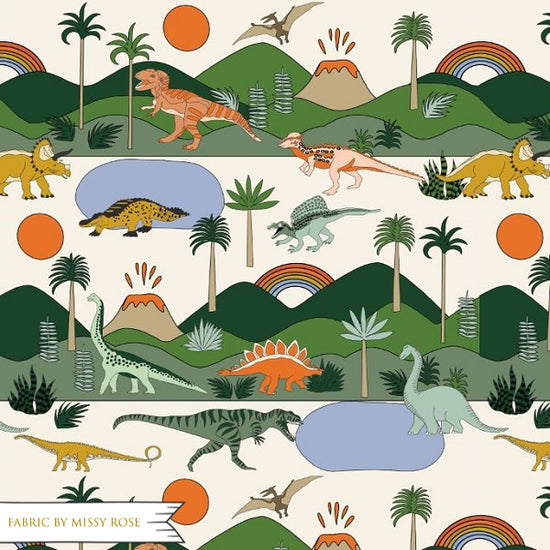 Retro Dinosaur - Woven Fabric