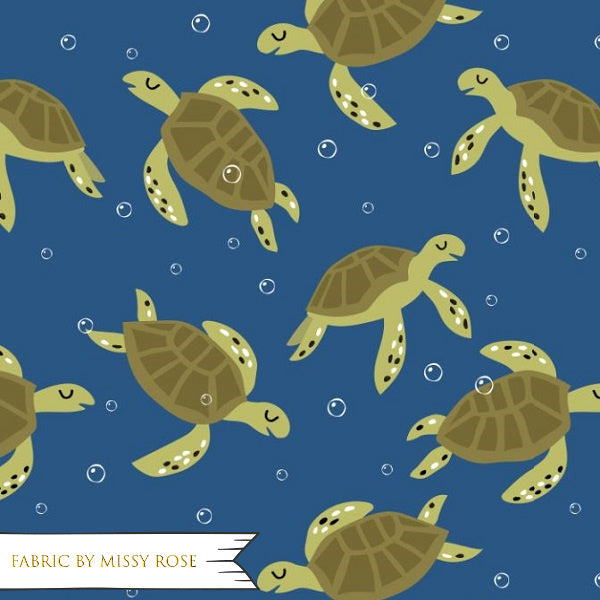 Navy Sea Turtle - Woven Fabric