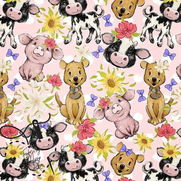 Pink Farm - French Terry Fabric