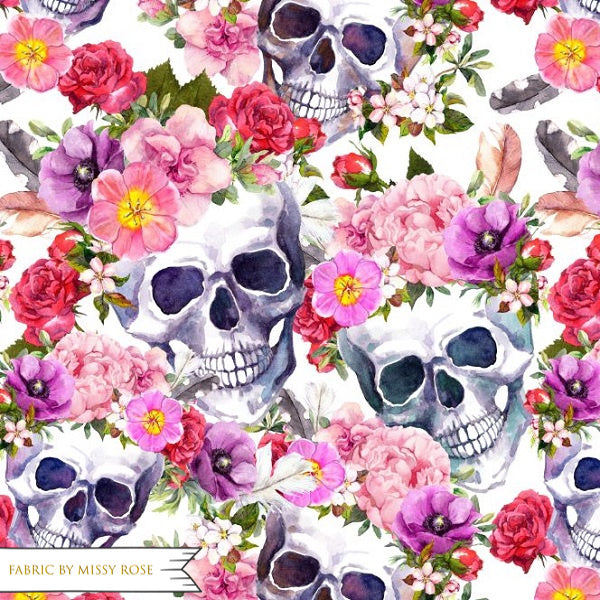 Floral Skull -  Knit 220 Fabric
