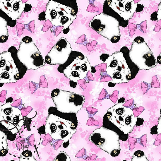 Pink Panda Bear - Woven Fabric