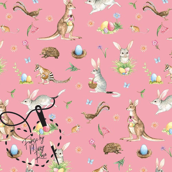 Pink Australian Bilby - French Terry Fabric