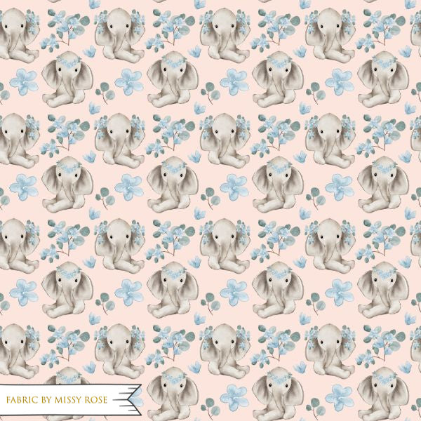 Pink Elephant - French Terry Fabric