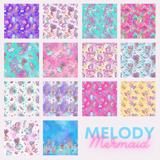 Load image into Gallery viewer, Charm Pack 5&amp;quot; x 5&amp;quot; 40 pieces - Quilting - Melody Mermaid Fabric
