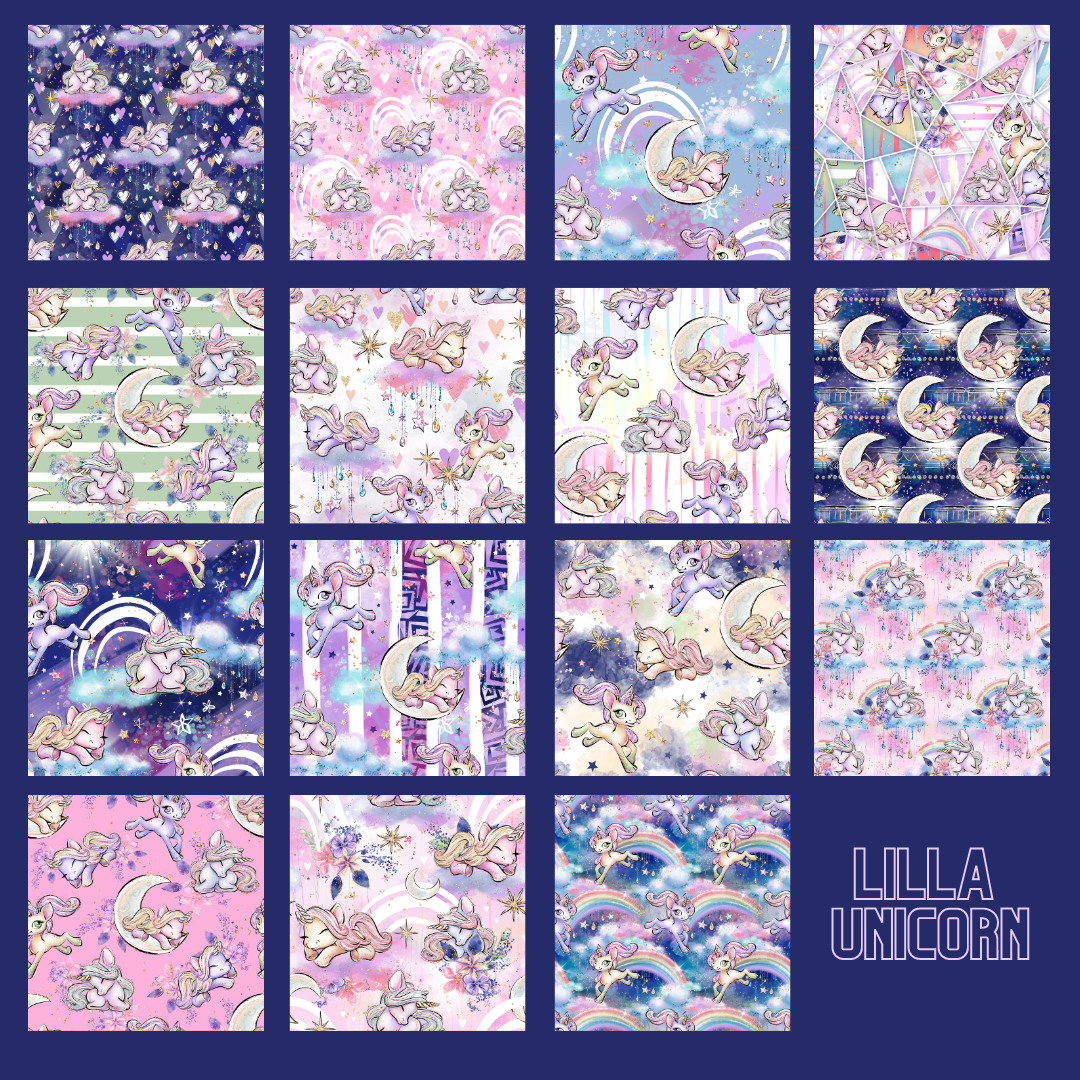 Charm Pack 5" x 5" 40 pieces - Quilting - Lilla Unicorn Fabric