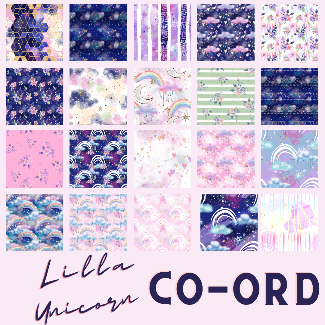 Jelly Roll 20 pieces - Quilting - Lilla Unicorn CO-ORD Fabric