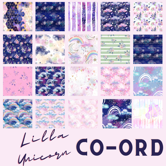 Load image into Gallery viewer, Jelly Roll 20 pieces - Quilting - Lilla Unicorn CO-ORD Fabric
