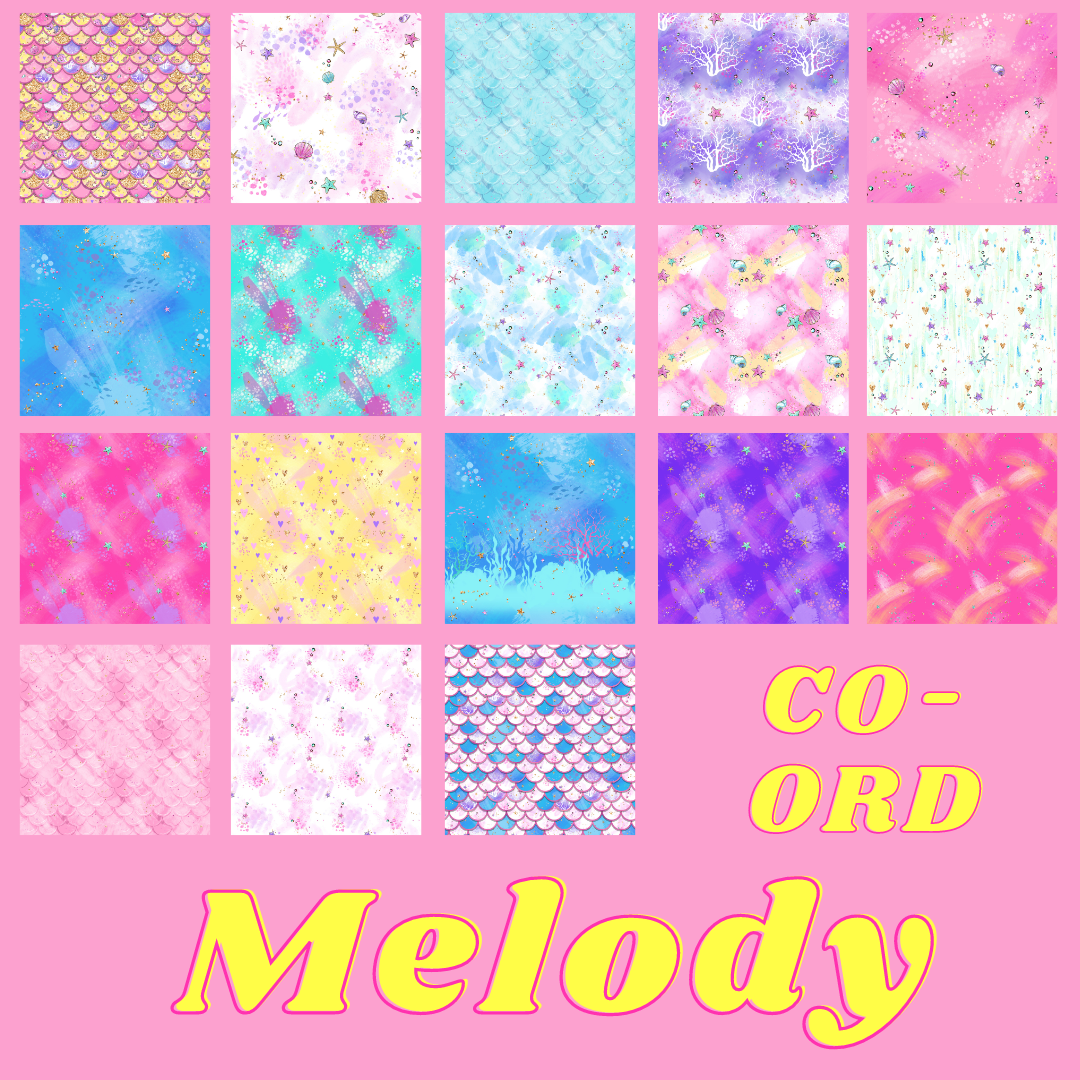 Charm Pack 5" x 5" 40 pieces - Quilting - Melody Mermaid CO-ORD Fabric