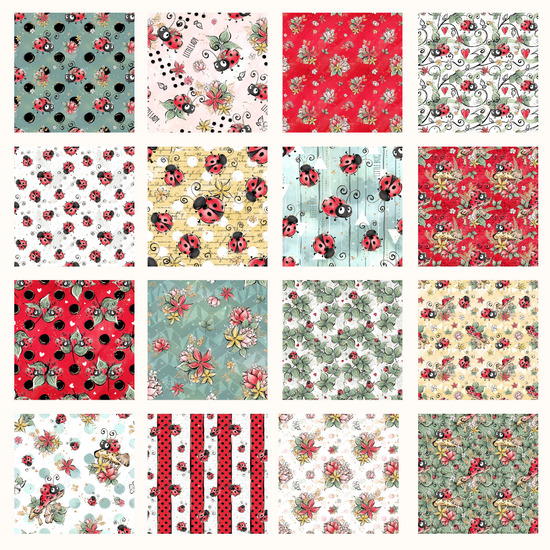 Charm Pack 5" x 5" 40 pieces - Quilting - Bitsy Bug Fabric