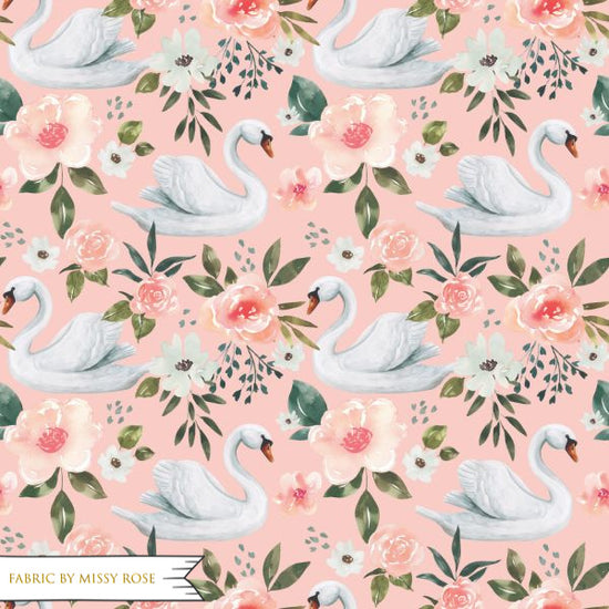 Pink Swan - French Terry Fabric