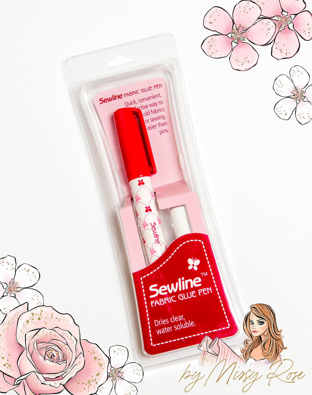 Sewline Fabric Water Soluble Pink Glue Pen Refill