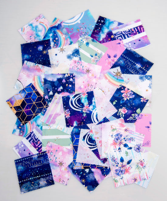 Load image into Gallery viewer, Charm Pack 5&amp;quot; x 5&amp;quot; 40 pieces - Quilting - Lilla Unicorn CO-ORD Fabric

