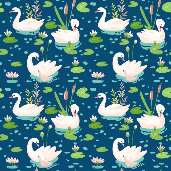 Navy Swan - Woven Fabric