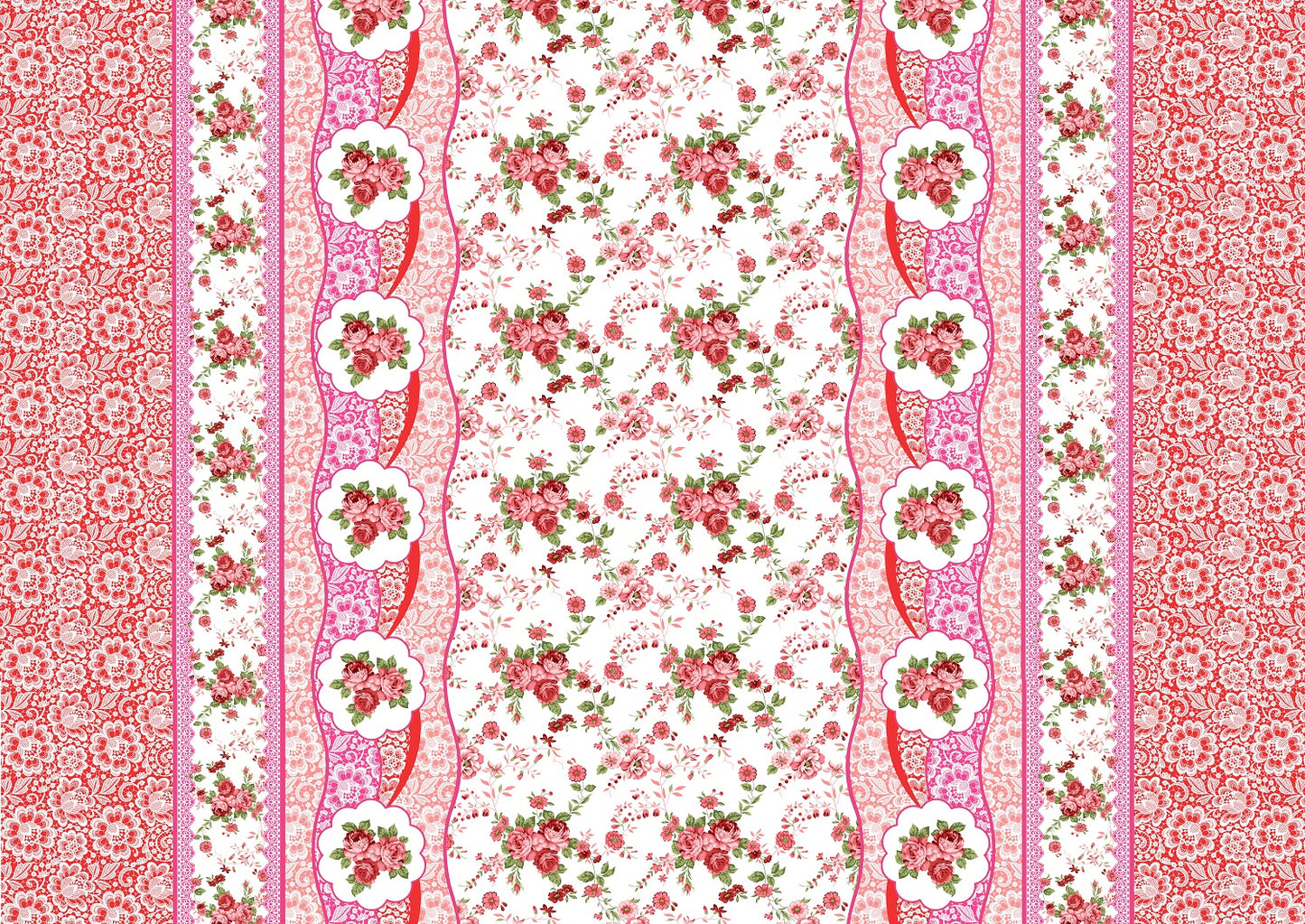 Floral Double Border - Sports Performance Fabric